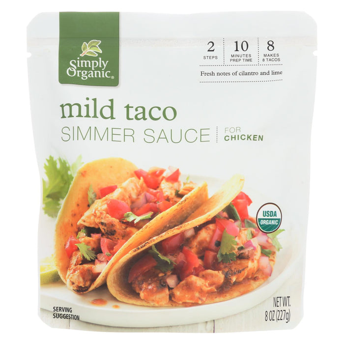 Simply Organic Simmer Sauce - Organic - Mild Taco - Case Of 6 - 8 Oz