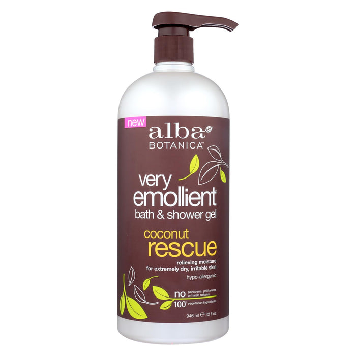 Alba Botanica - Very Emollient Bath And Shower Gel - Coconut Rescue - 32 Fl Oz