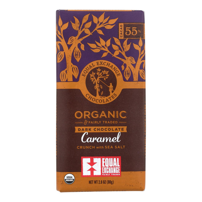 Equal Exchange Organic Milk Chocolate Bar - Caramel Crunch With Sea Salt - Case Of 12 - 2.8 Oz.