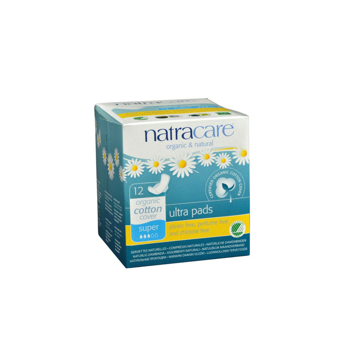 Natracare Natural Ultra Pads W-wings Super W-organic Cotton Cover  - 12 Pack