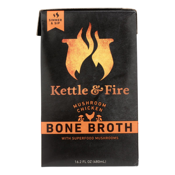 Kettle & Fire Mushroom Chicken Bone Broth  - Case Of 6 - 16.9 Oz