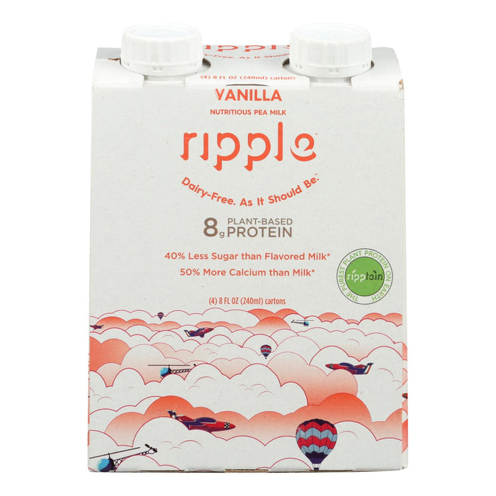 Ripple Foods Ripple Aseptic Vanilla Plant Based With Pea Protein  - Case Of 4 - 4-8 Fz